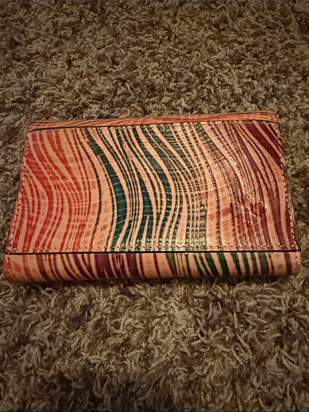 Patricia Nash Multicolor Striped Studded Leather Wallet in Orange, Green & Brown - Picture 7 of 11